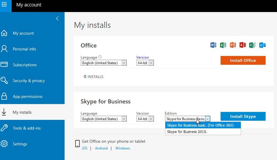 Skype for Business Windows download