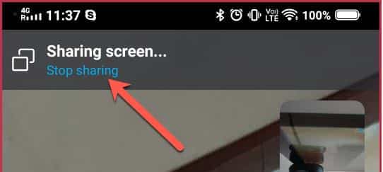 Skype stop sharing phone display