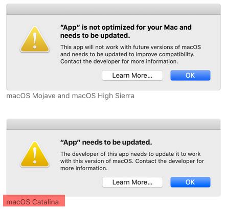 Open and run 32-bit apps macOS Catalina