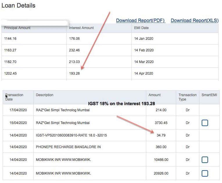 IGST charges on credit card bill hdfc bank