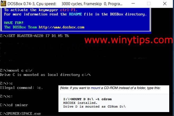 Install run old dos games windows 10