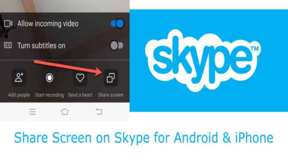 Share screen Skype mobile app