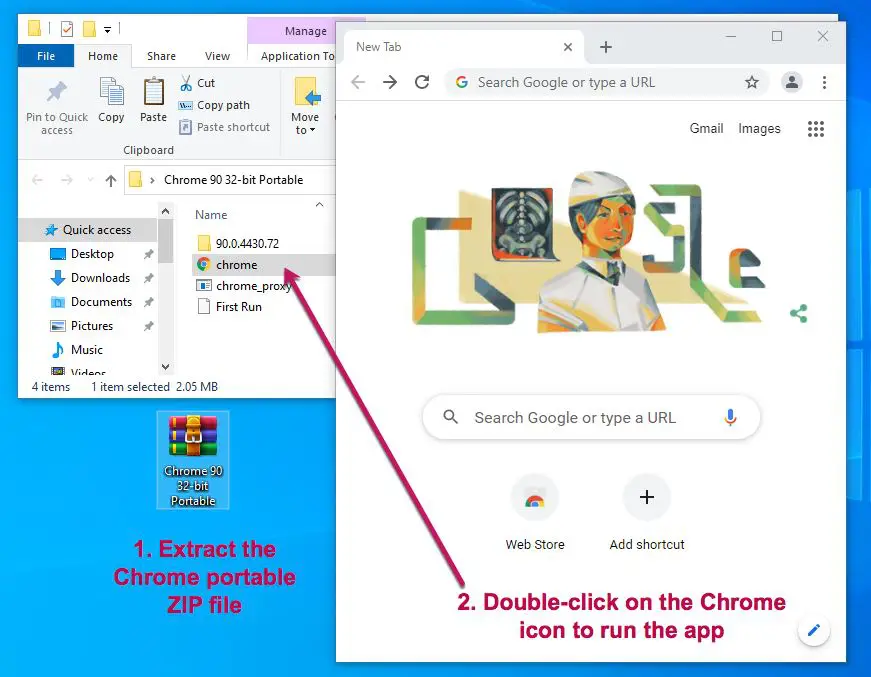 Chrome Portable ZIP 32 64 bit Windows PC