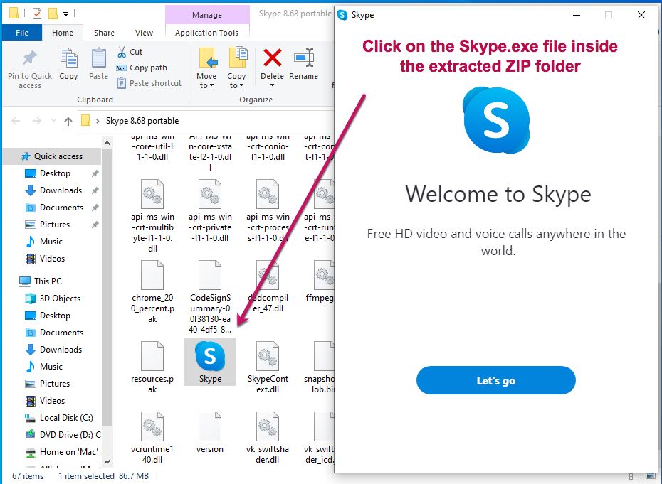 Skype portable zip