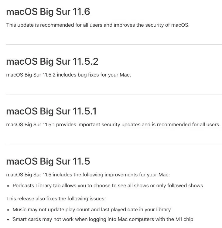 macOS Big Sur installer changes