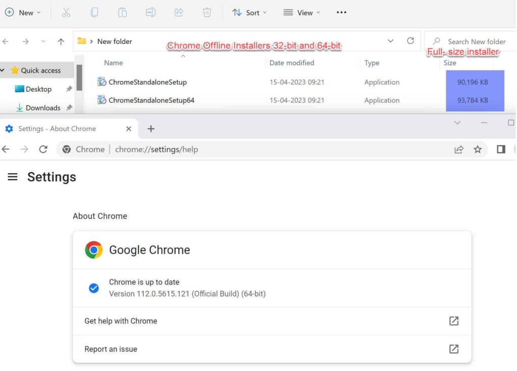Google Chrome full offline installer 32-bit and 64-bit