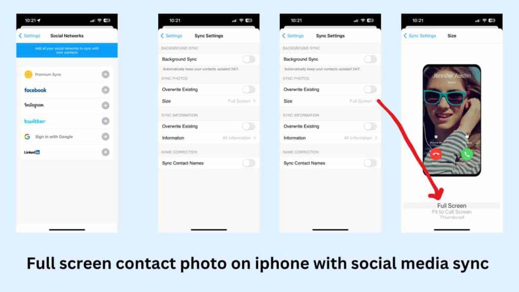 full screen contact photos in iPhone with Sync.Me