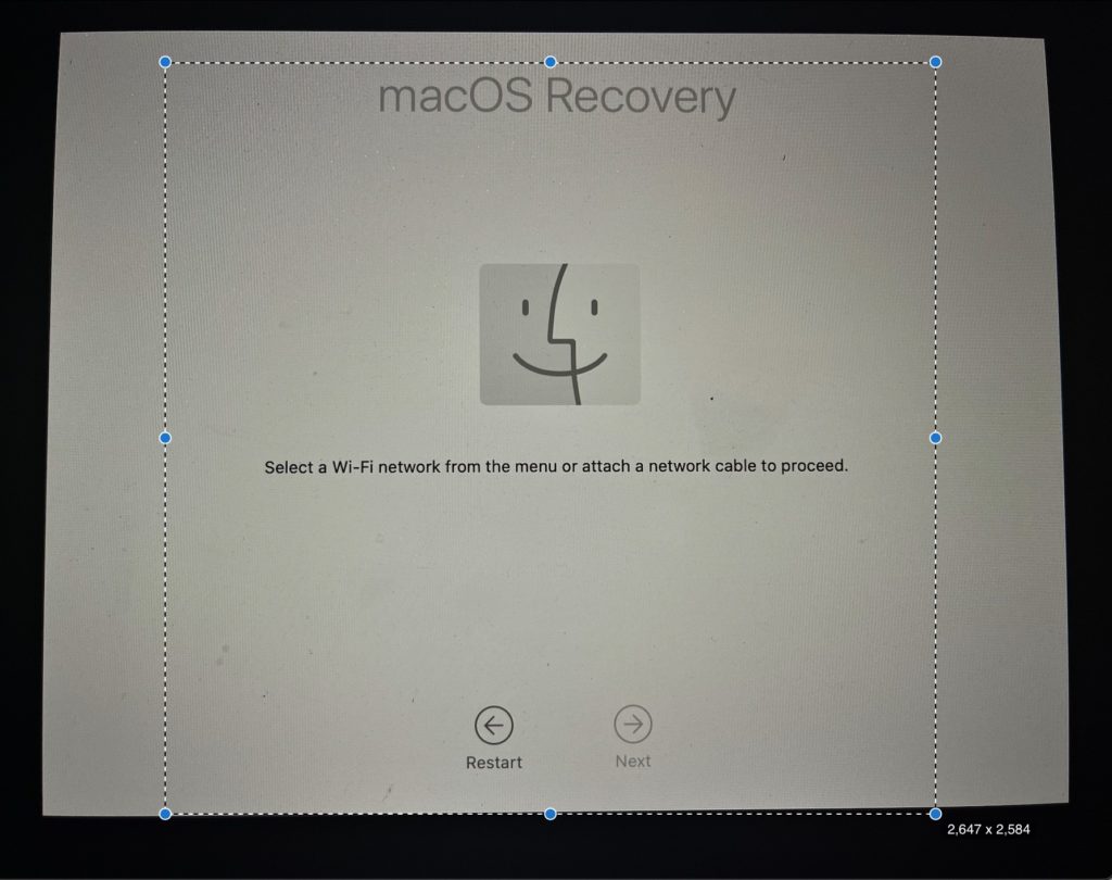 macOS recovery Window when installing from USB
