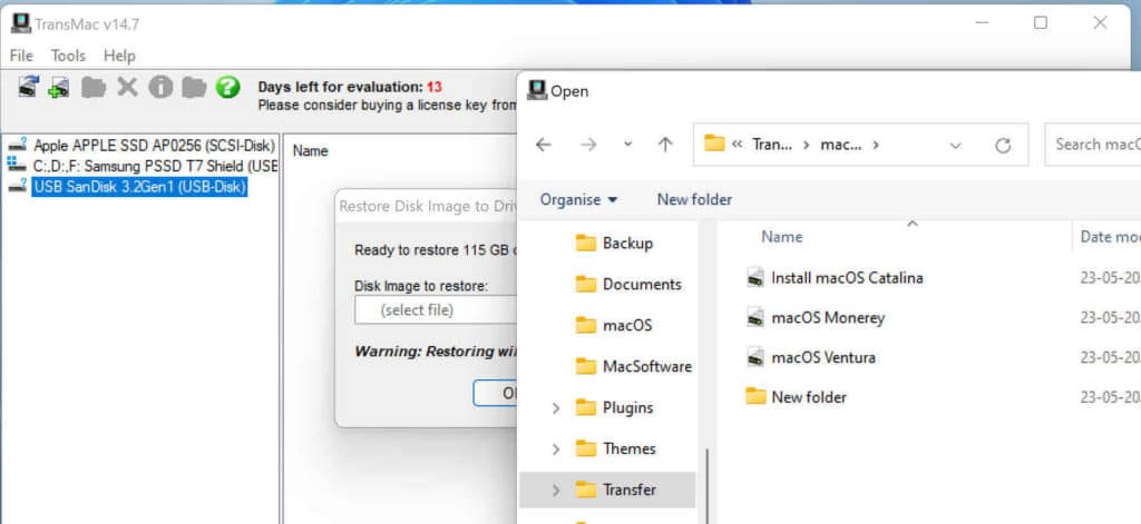 make macOS USB installer on Windows 11 with TransMac