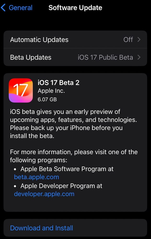 download iOS 17 ipsw (Beta)